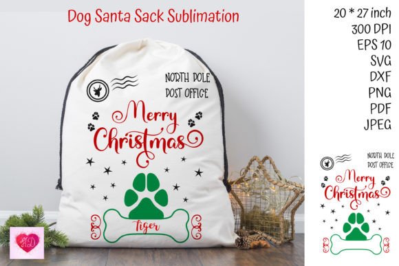 Christmas Santa Sack Dog SVG