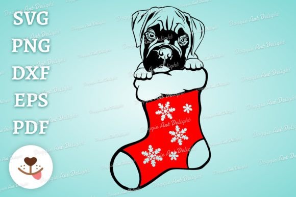 Cute Christmas Boxer Dog SVG Cut File