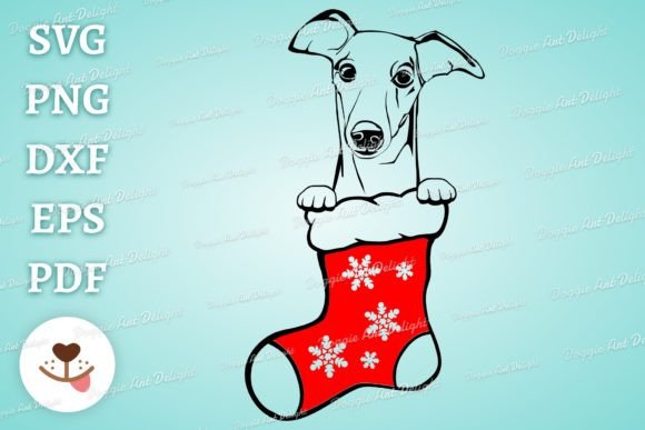 Cute Christmas Whippet Dog SVG Cut File