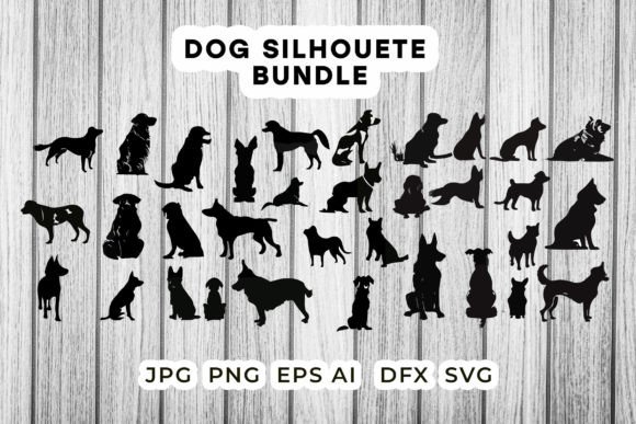 Dog Silhouettes Clipart Bundle-Dog Svg