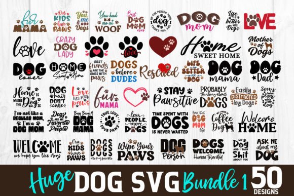 Huge Dog SVG Bundle-1 with 50 Designs