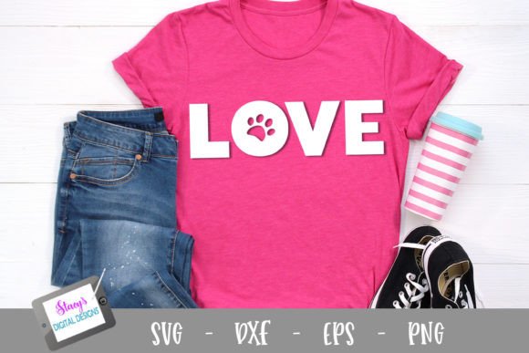 Love with Dog Paw SVG