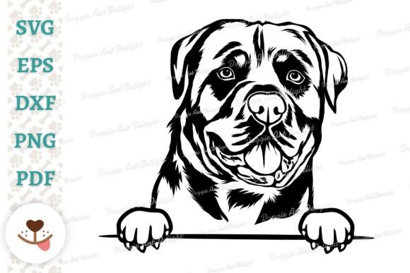 Peeking Rottweiler Dog Svg Png Dxf