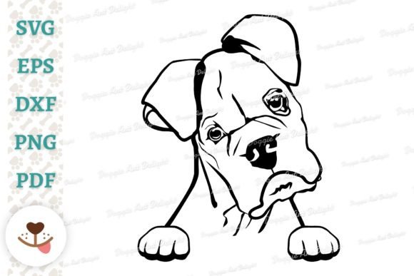Peeking White Boxer Dog Svg Png Dxf