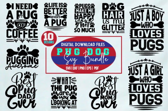 Pug Dog Svg Bundle