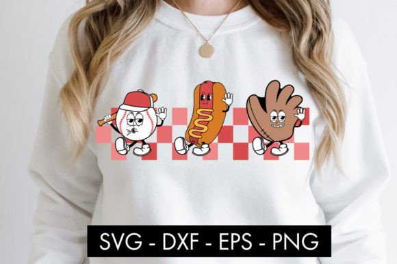 Retro Baseball Hot Dog SVG PNG Cut File